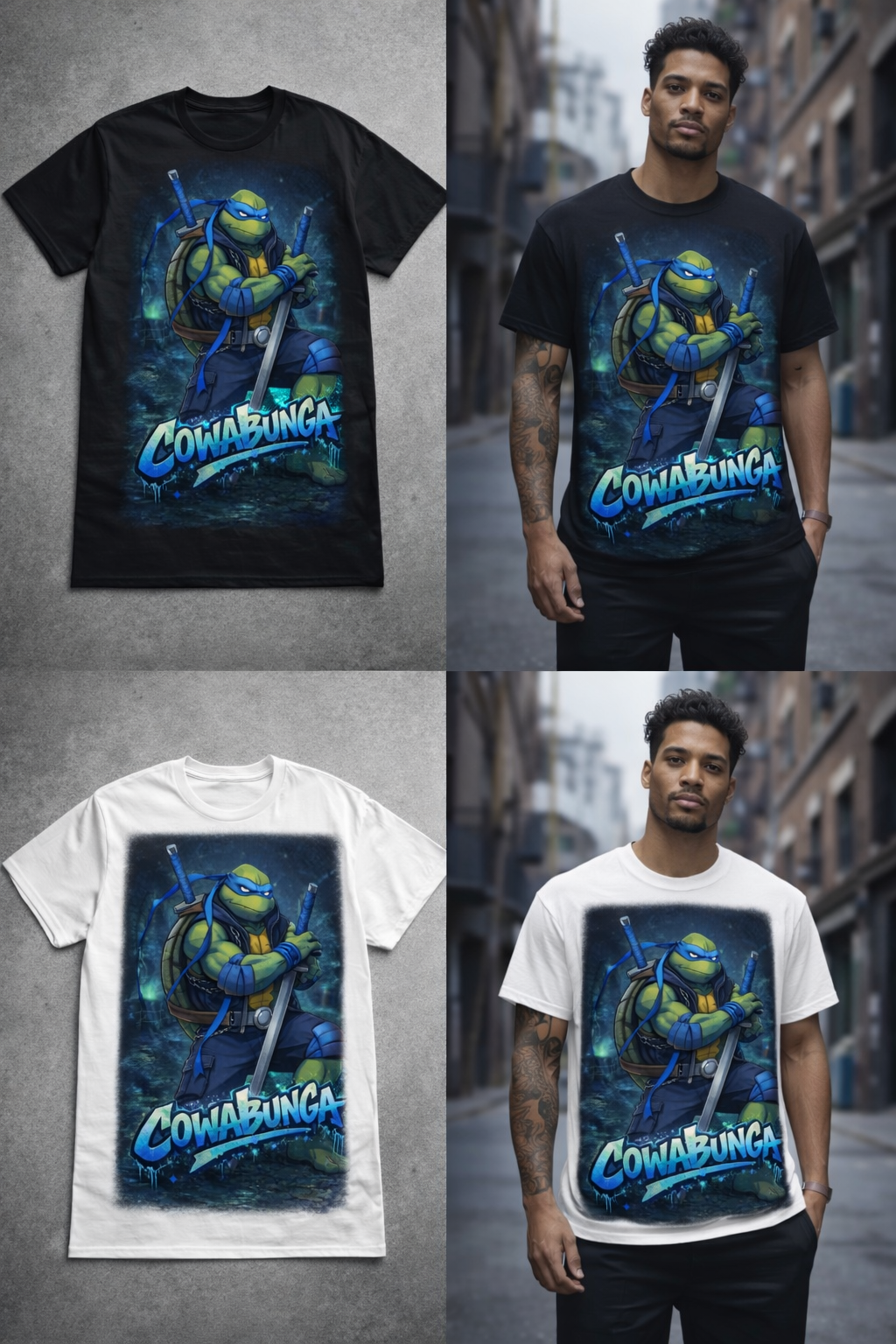 Cowabunga Blue Blade Turtle Tee – Urban Ninja Streetwear Graphic Shirt