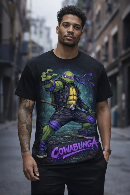 Cowabunga Purple Strike Turtle Tee – Urban Ninja Streetwear Graphic Shirt