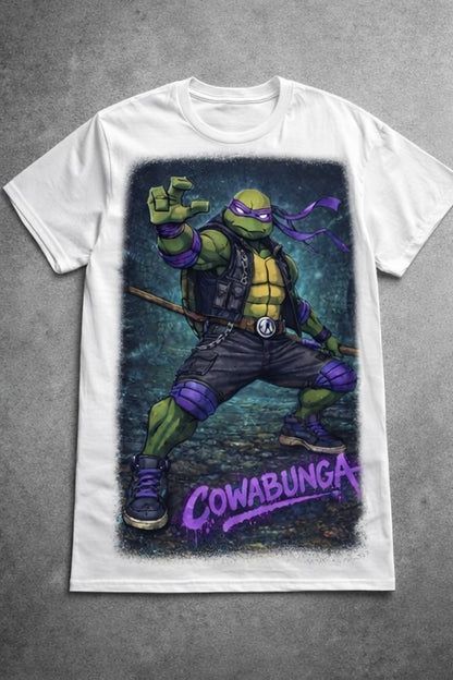 Cowabunga Purple Strike Turtle Tee – Urban Ninja Streetwear Graphic Shirt