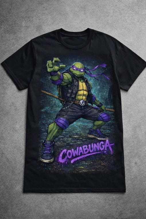 Cowabunga Purple Strike Turtle Tee – Urban Ninja Streetwear Graphic Shirt