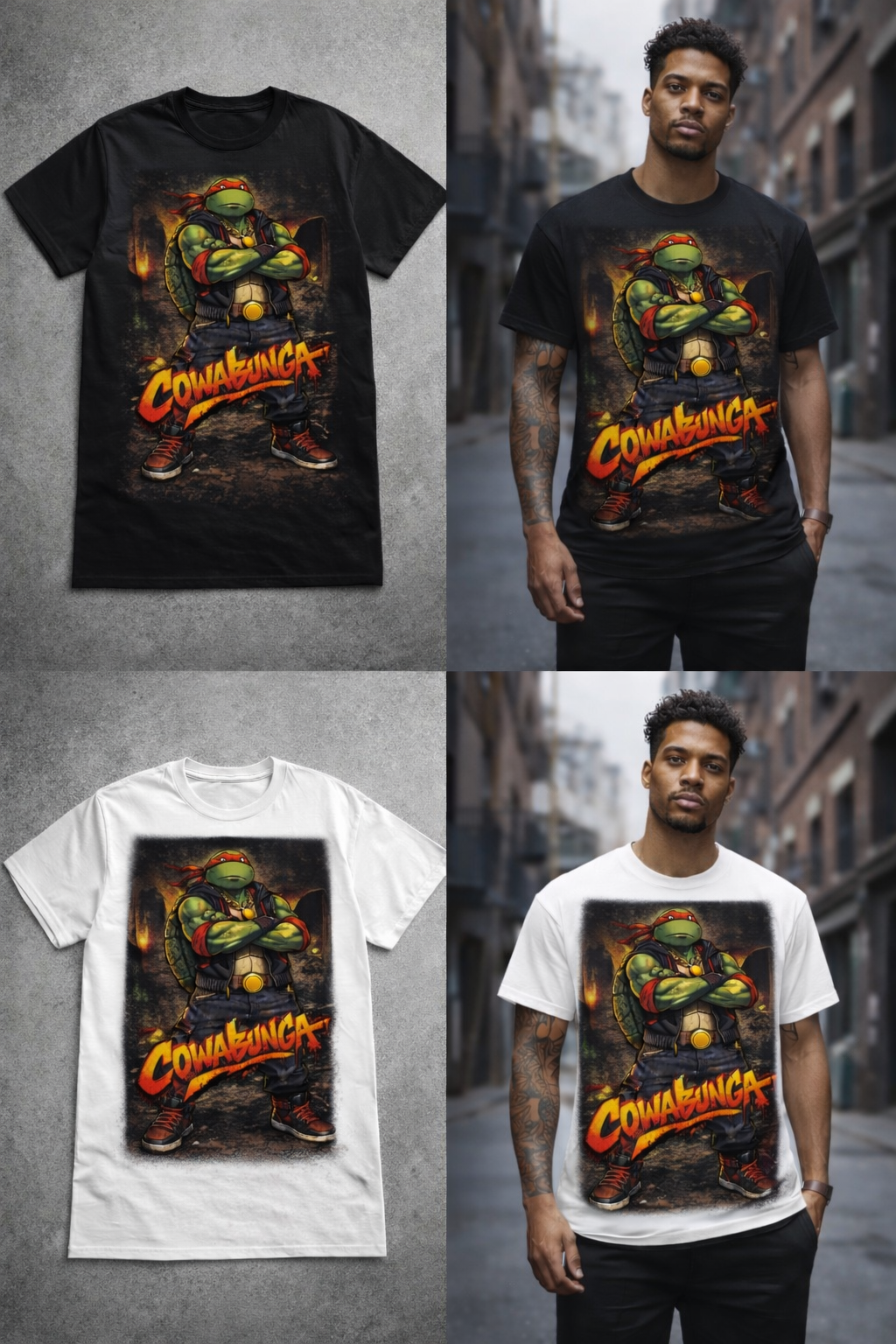 Cowabunga Street Turtle Graphic Tee – Urban Comic Style Shirt – True ...