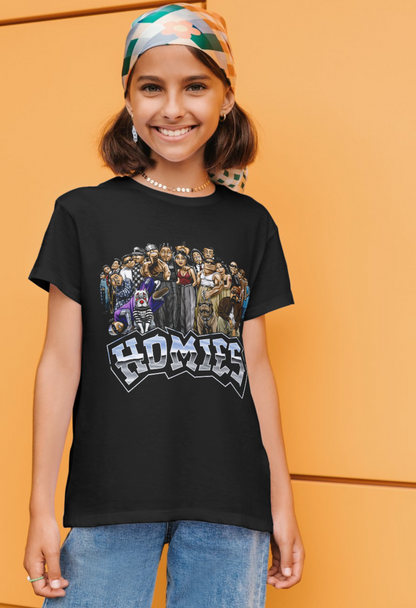 Unisex short sleeve crew neck homies graphic tee